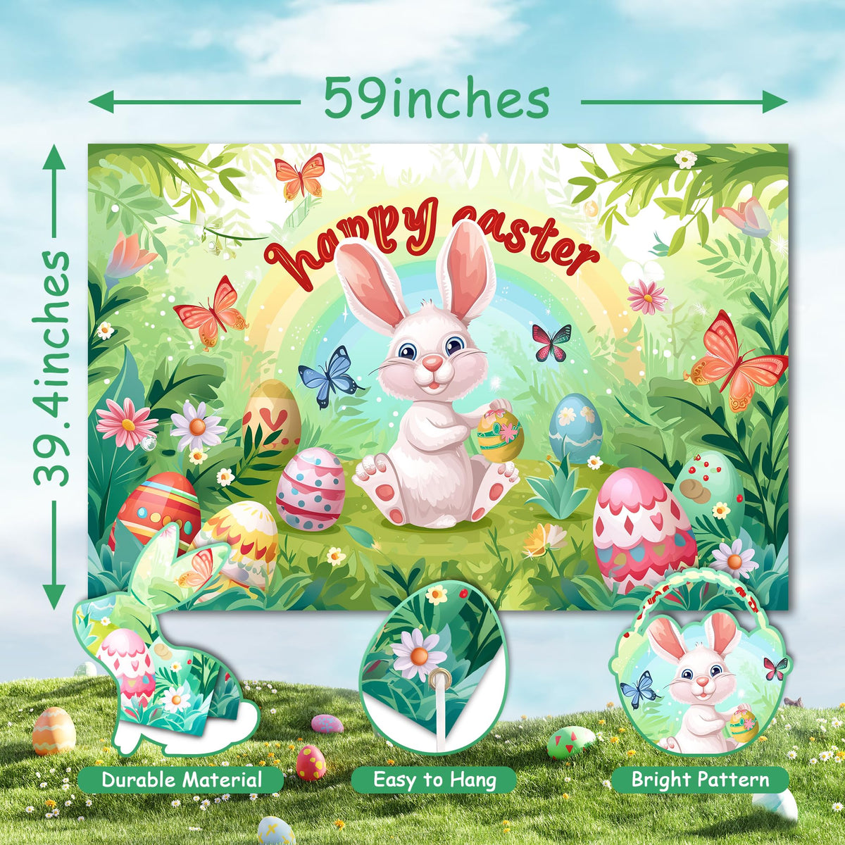 Party Spot Easter foil balloons create whimsical highlights for party displays.