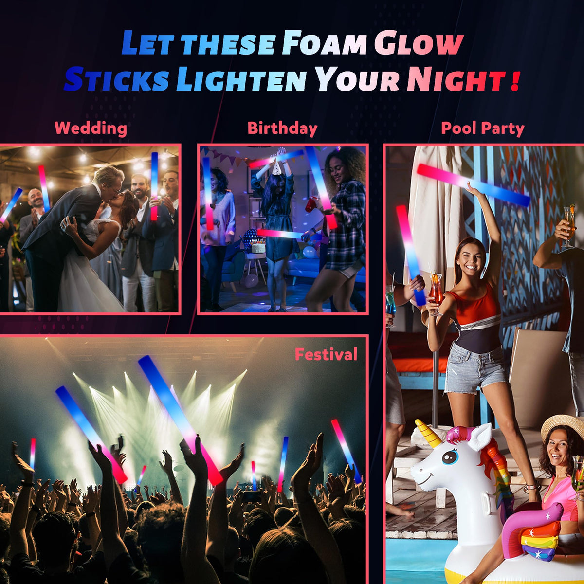 Party Spot patriotic foam glow stick bulk pack ideal for nationwide events