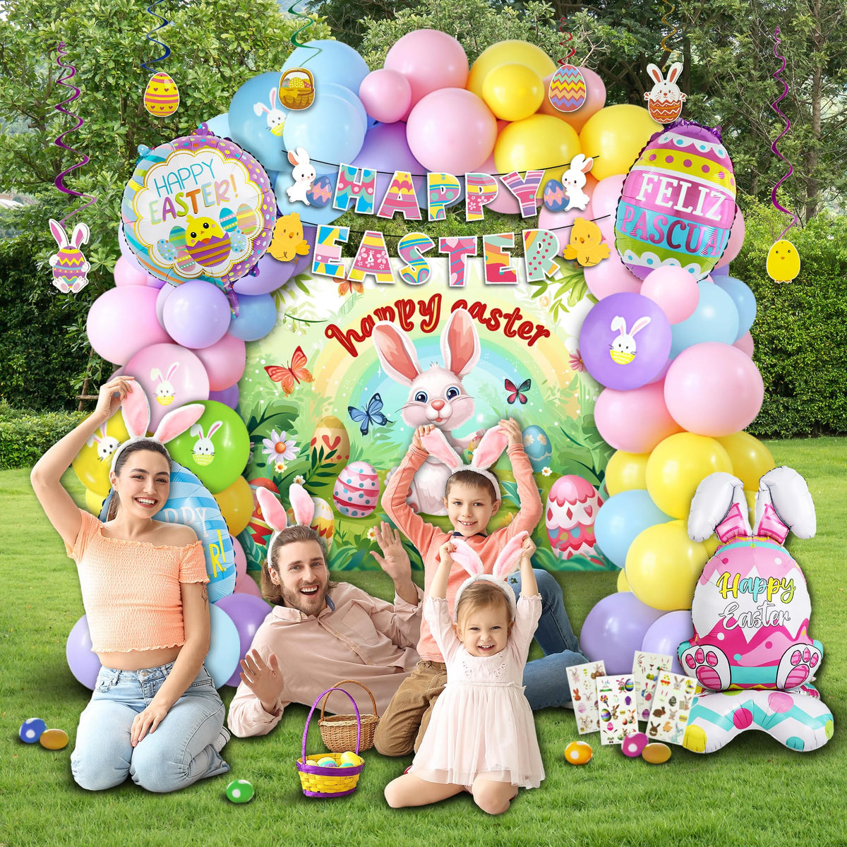 Party Spot Happy Easter backdrop provides a photo-worthy stage.