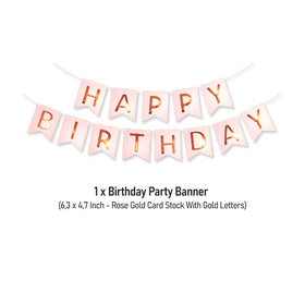 PartyForever rose gold confetti balloons brighten the celebration vibe.