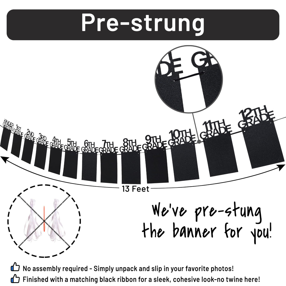 PartyHooman matching black ribbon banner creates a polished ceremony look