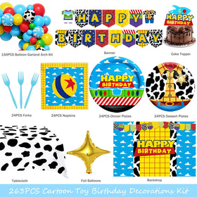 Party Inspo cartoon toy birthday balloon garland for quick cohesive setup