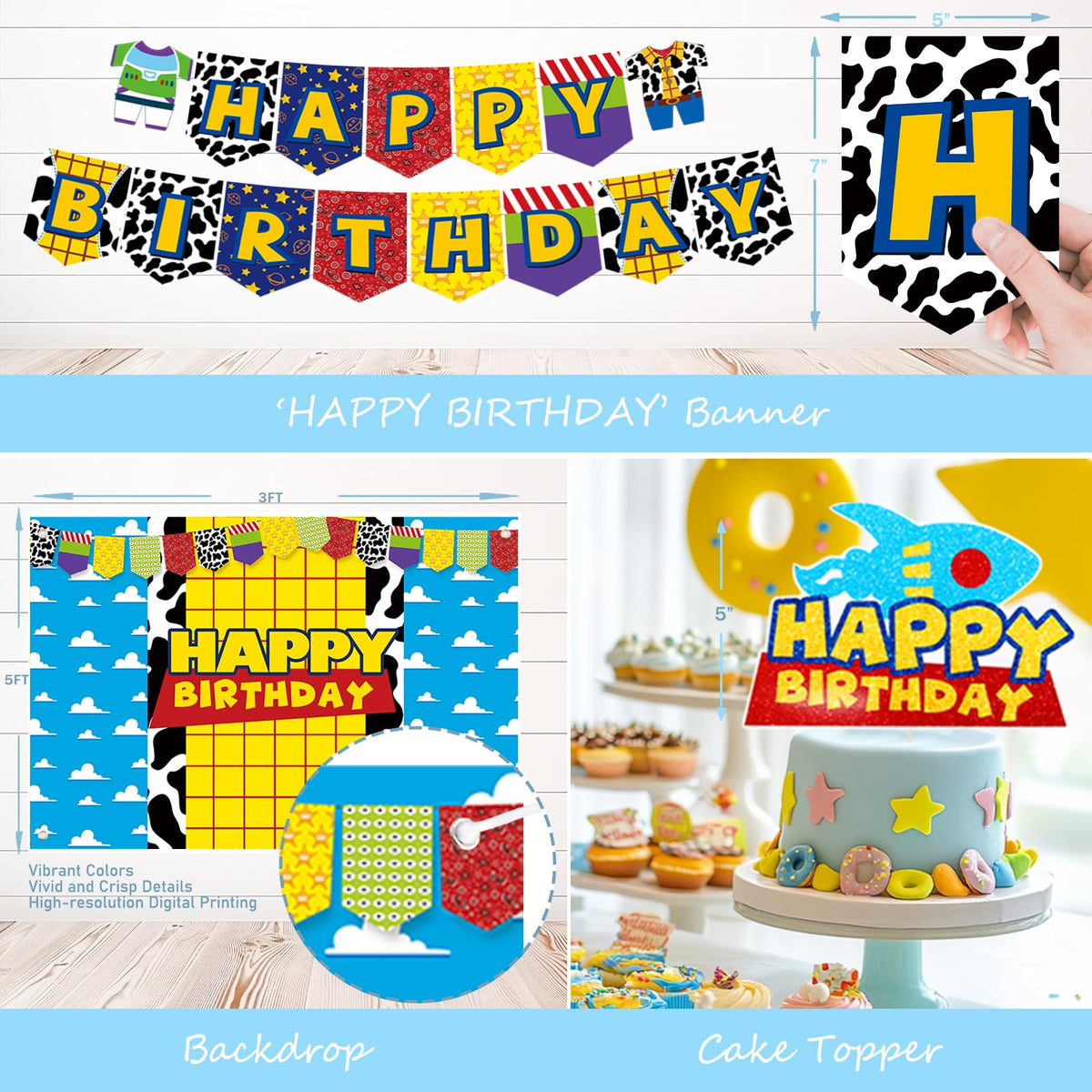 Party Inspo cartoon toy birthday cake topper adds a playful centerpiece