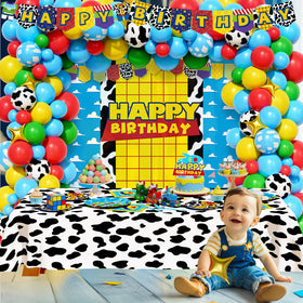 Party Inspo cartoon toy birthday napkins and forks for colorful single-use tableware