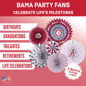 PartyKandy Alabama Crimson Tide 11-inch front view fan brightens dorm walls.