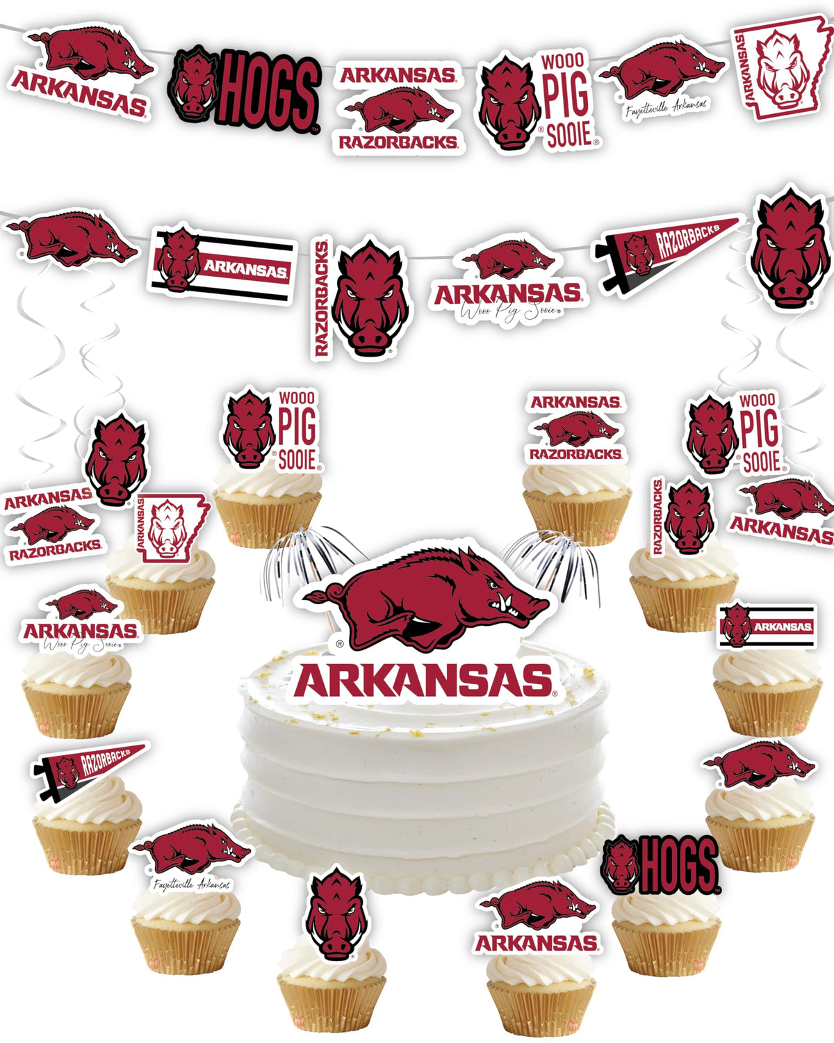 Partykandy Arkansas banner for Razorbacks celebrations, quick stadium-ready decor.
