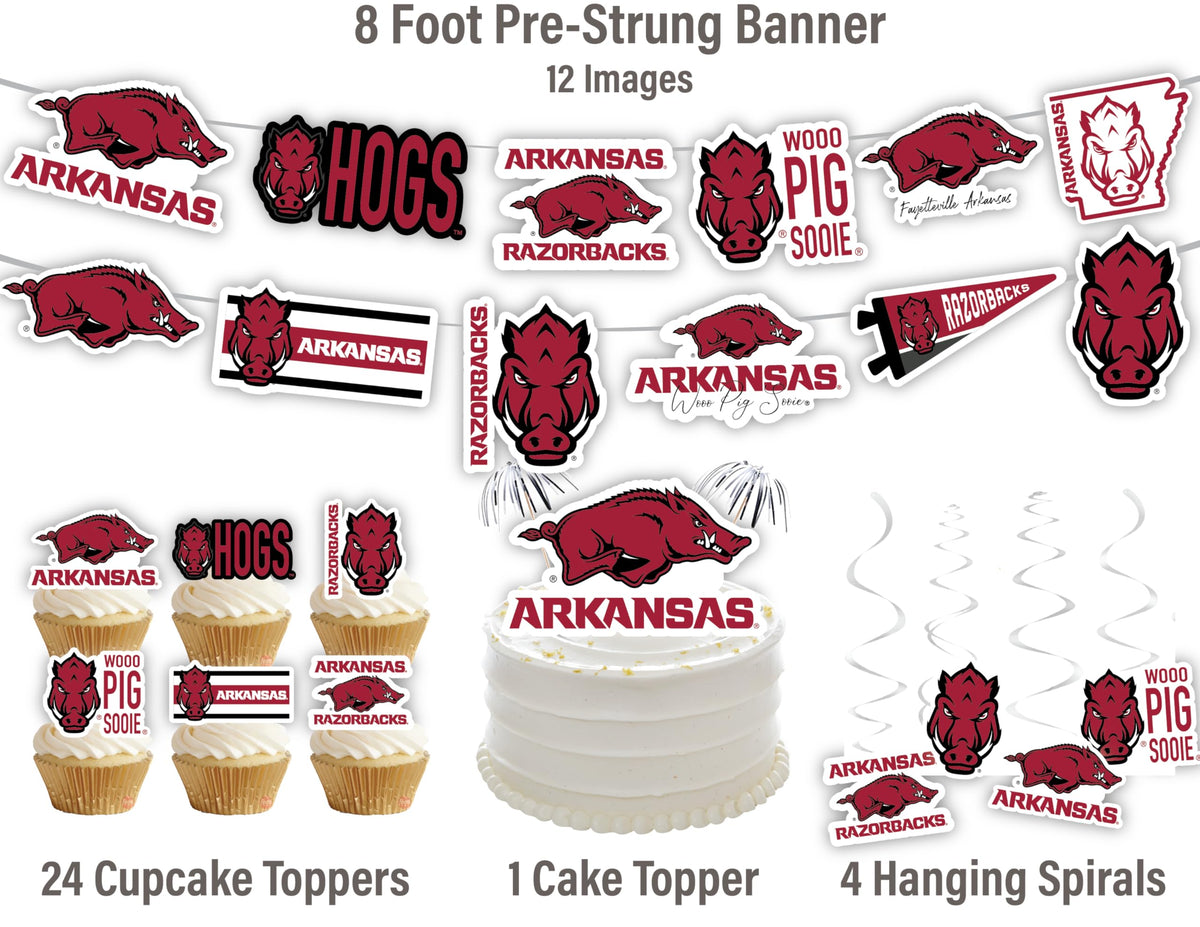 Partykandy Arkansas cupcake toppers simplify themed treats for fans.
