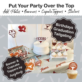 PartyKandy foil embellishments add shine to UT-themed decor.