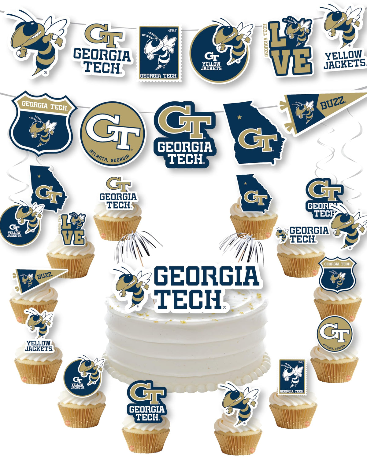 PartyKandy Georgia Tech banner for game day decor and quick GT celebrations