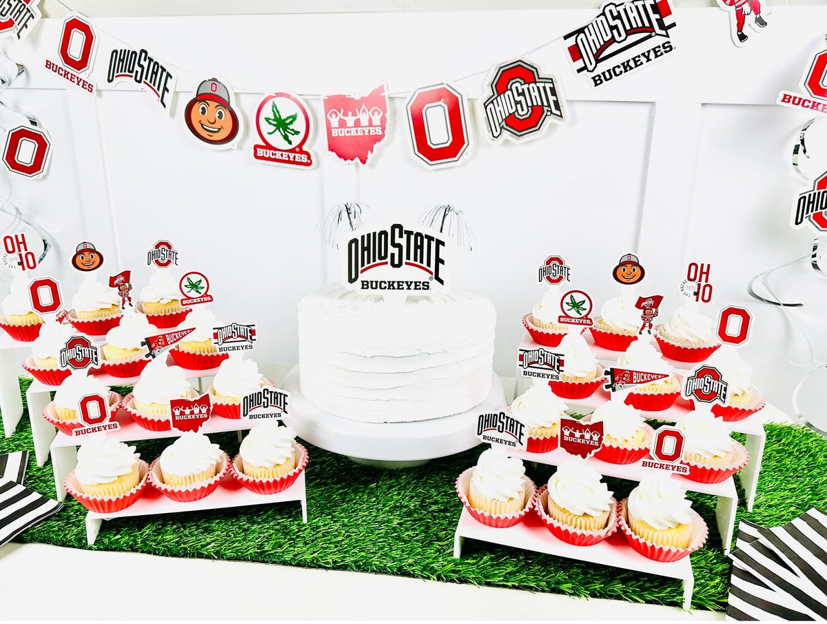 PartyKandy OSU cake topper adds a festive centerpiece.