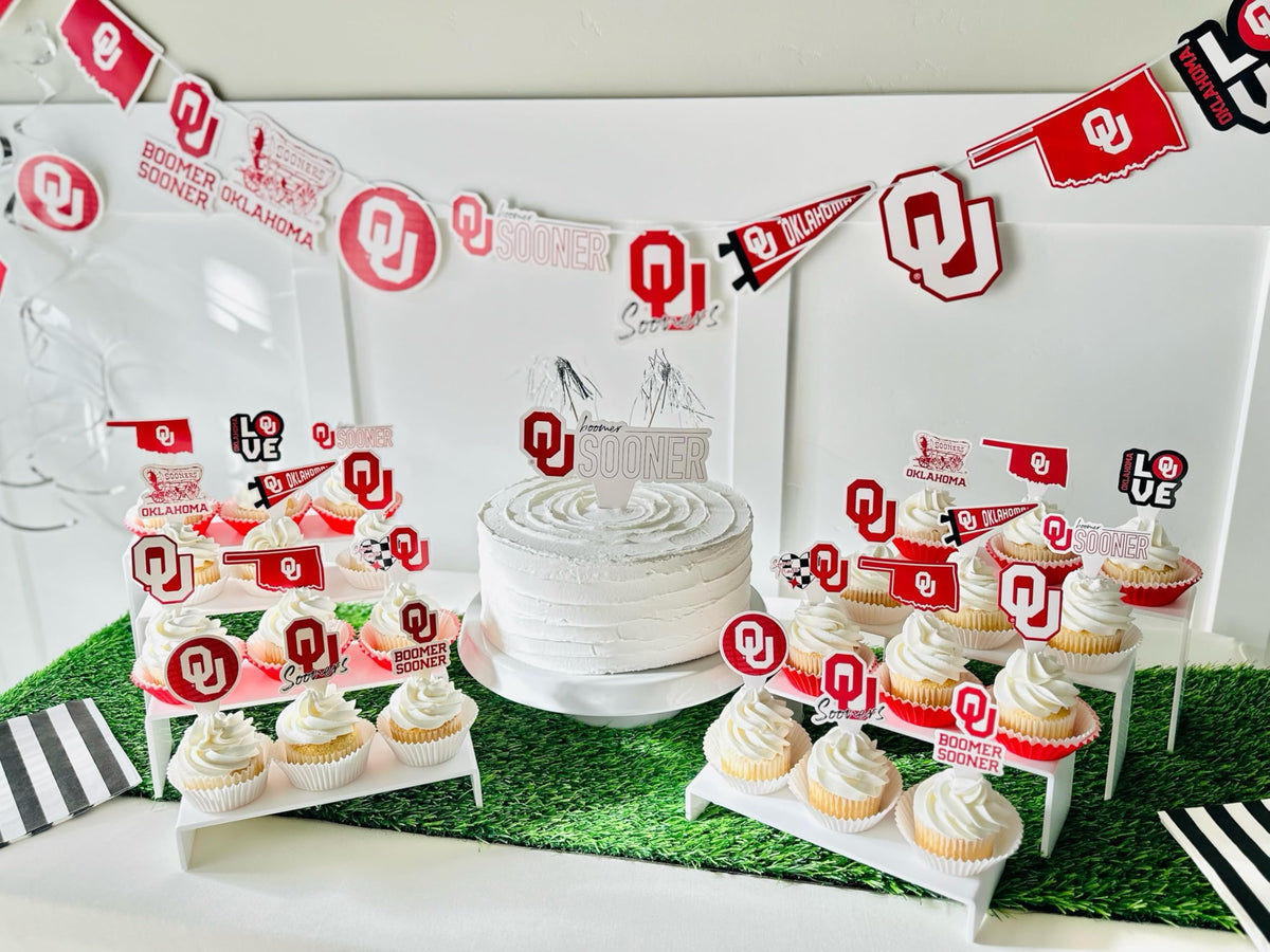 Partykandy OU Sooners cupcake toppers spark team spirit at desserts.