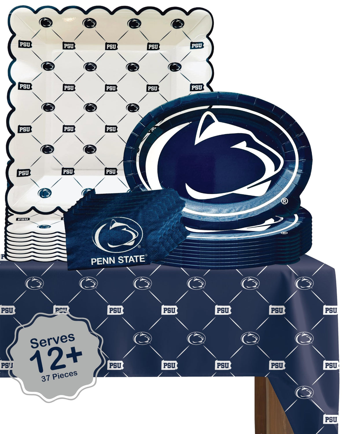 PartyKandy Penn State square plates 8 inch for sturdy servings at celebrations