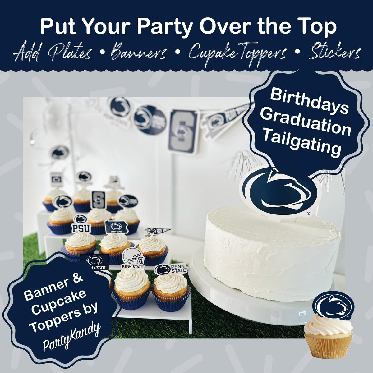 PartyKandy Penn State tablecloth 9 feet by 4.5 feet protects surfaces during parties