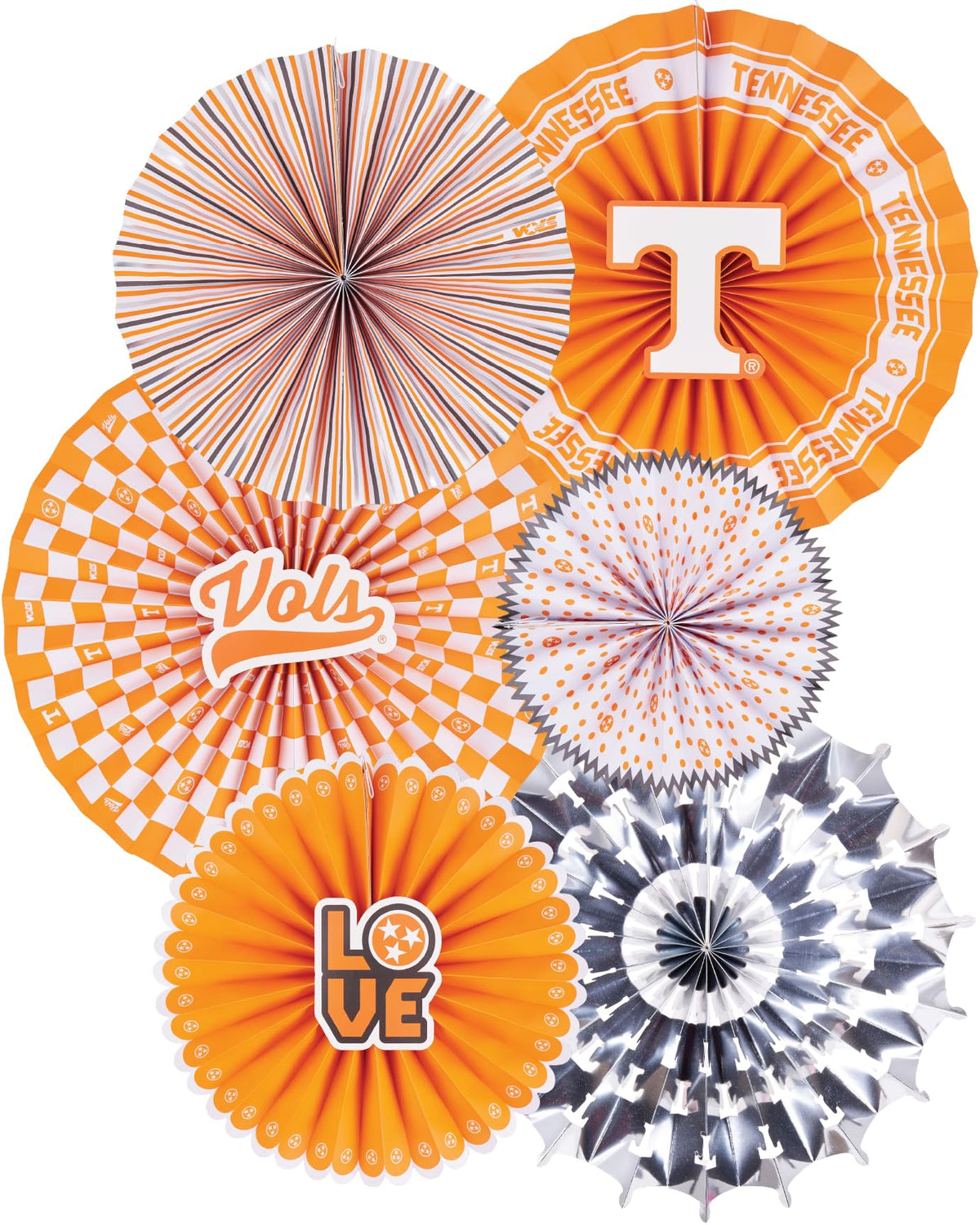 PartyKandy Tennessee Vols 6-paper fan kit adds bold color and team pride