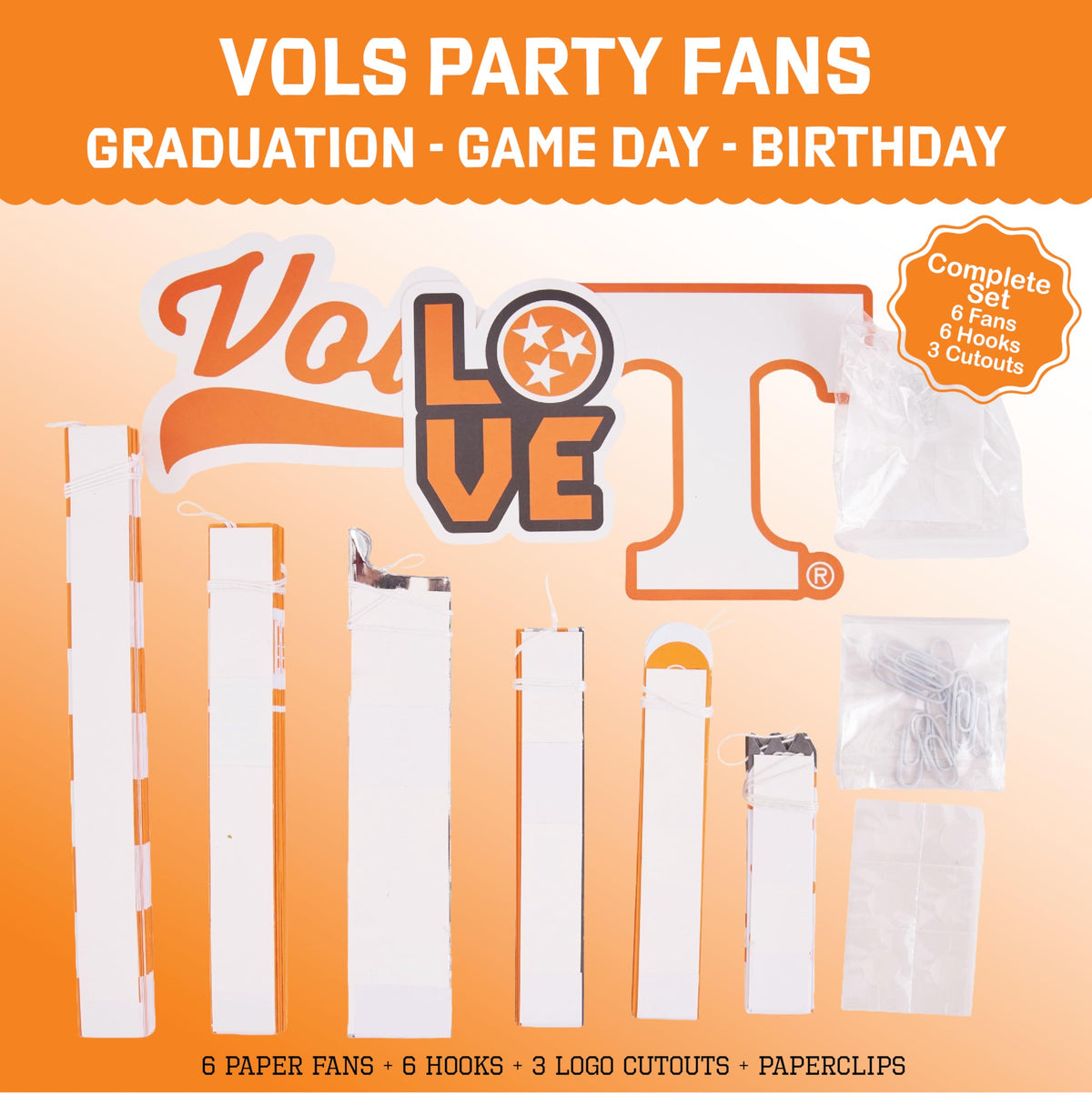 PartyKandy Tennessee Vols 8-inch fan completes layered photo booths