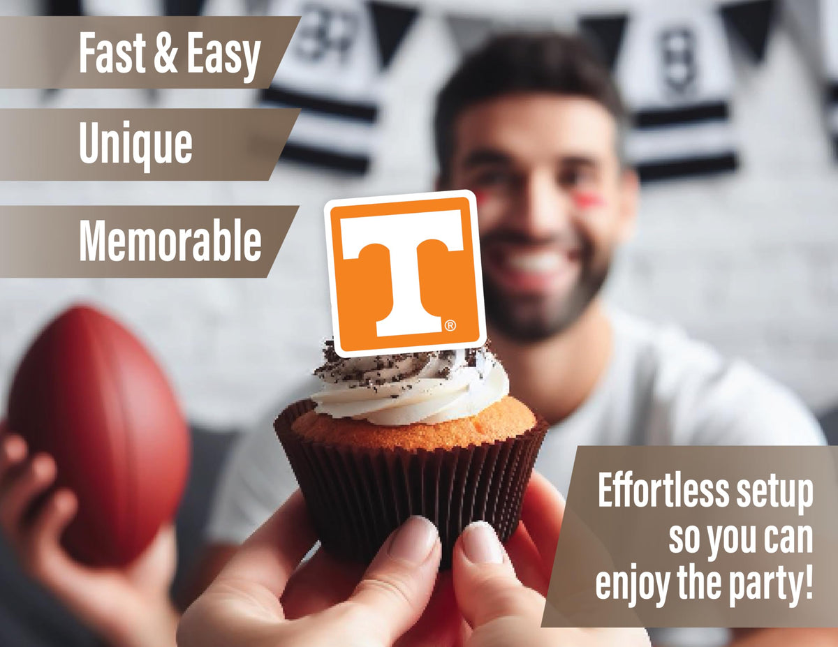 PartyKandy Tennessee Vols swirl decorations add color and movement to tables.