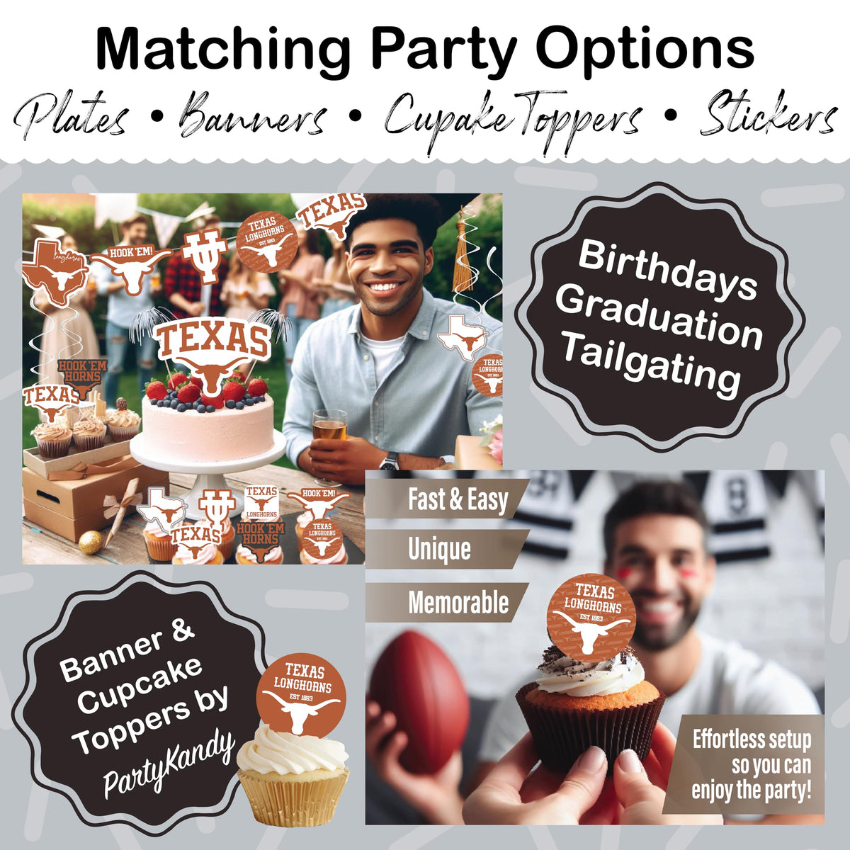 PartyKandy UT Longhorns napkins 5in add coordinated, festive flair.