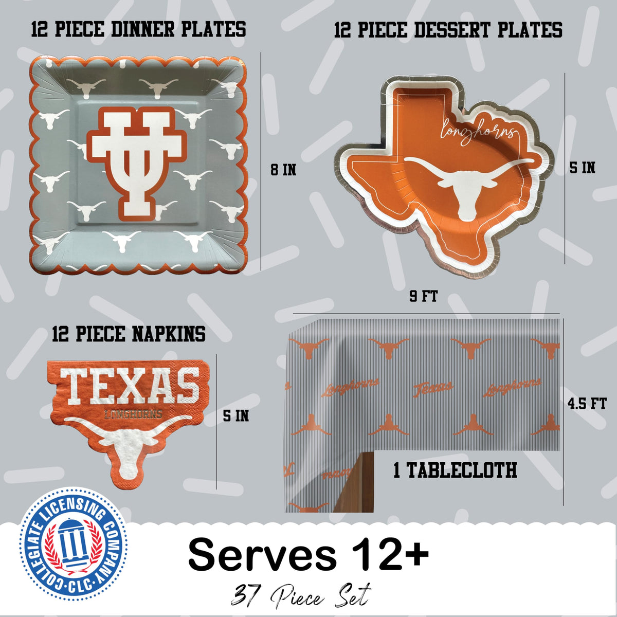 PartyKandy UT Longhorns square plates 8in elevate casual gatherings.