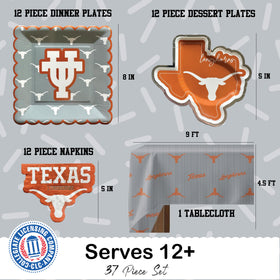 PartyKandy UT Longhorns square plates 8in elevate casual gatherings.