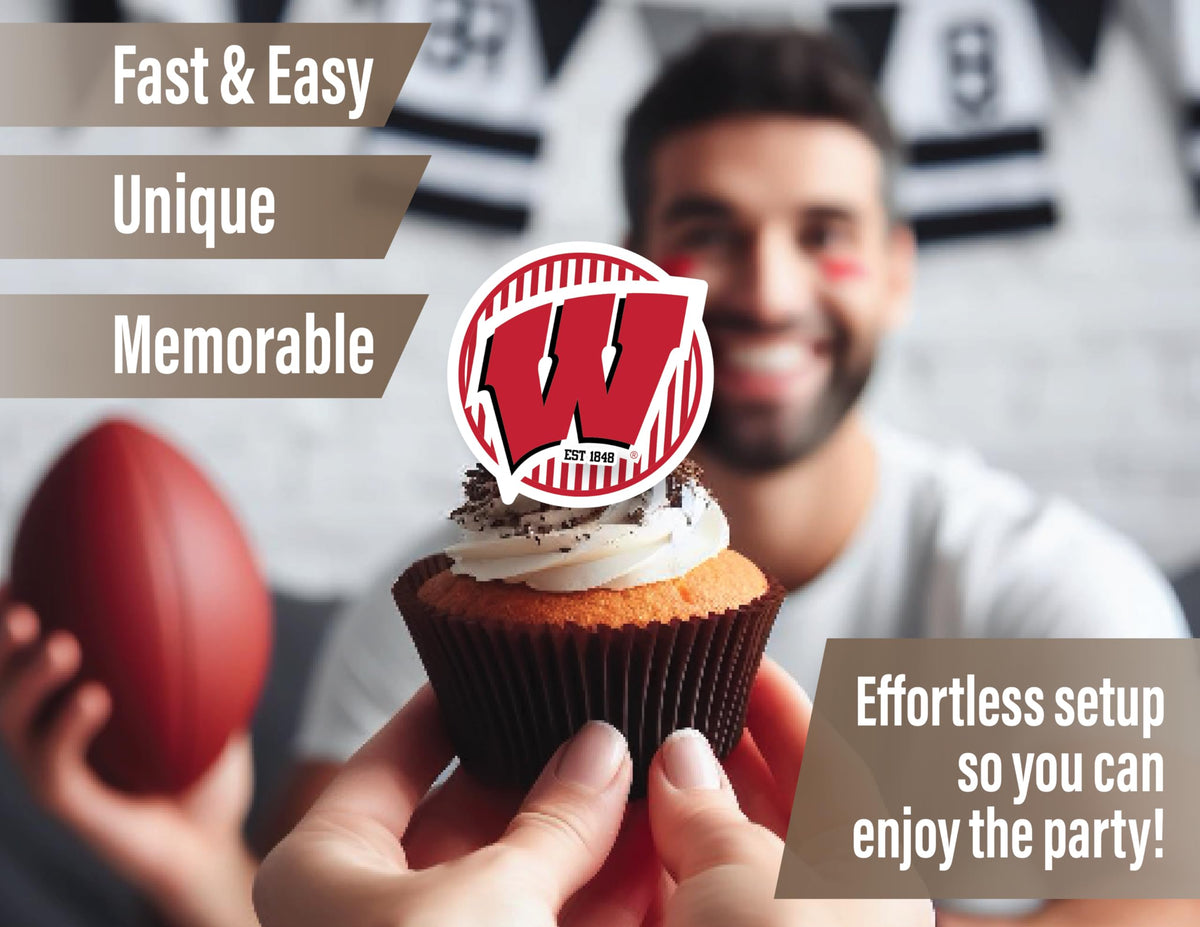 PartyKandy Wisconsin swirl decorations create festive accents for alumni gatherings