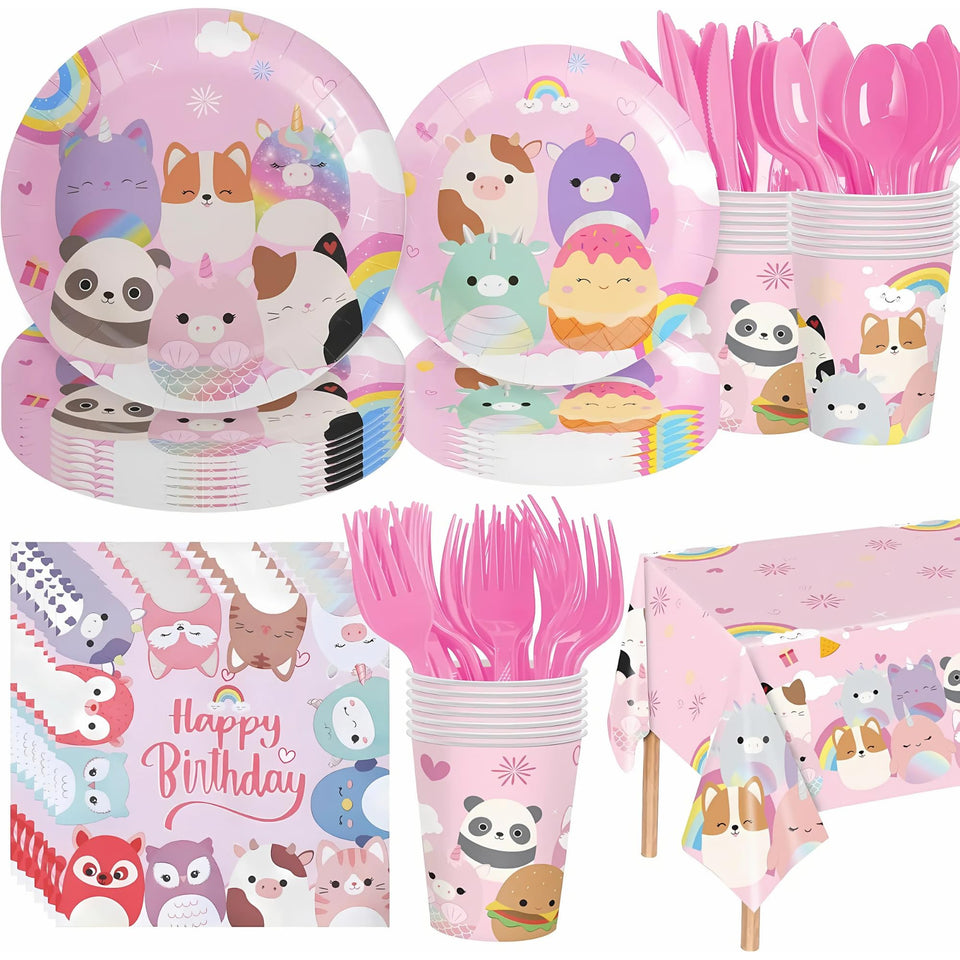 Partymelon cute animals dinner plates, kid-friendly party centerpiece.