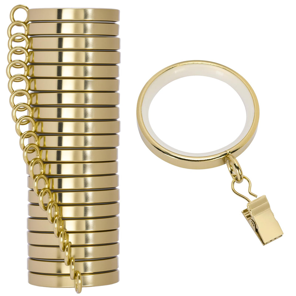 Parutta 20-pack curtain rings with clips in gold for premium drapery setup