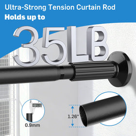 Parutta tension rod showing 1.26 inch diameter for sturdy support.