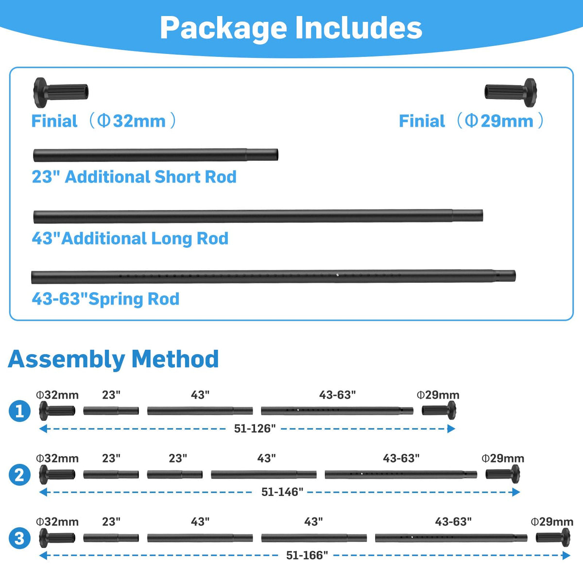 Parutta tension rod kit contents ready for setup