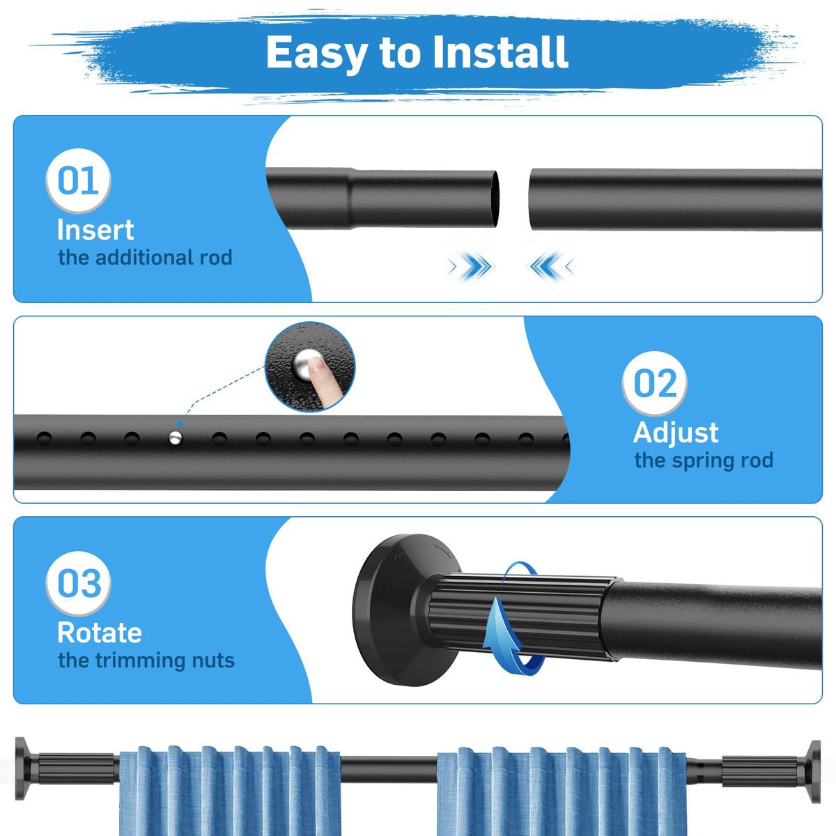 Parutta tension rod quick, tool-free installation demonstration.