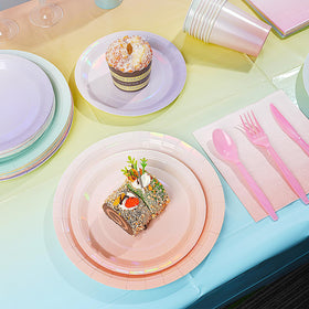 Pascliyna iridescent pastel napkins 6.5x6.5 for coordinated tables.
