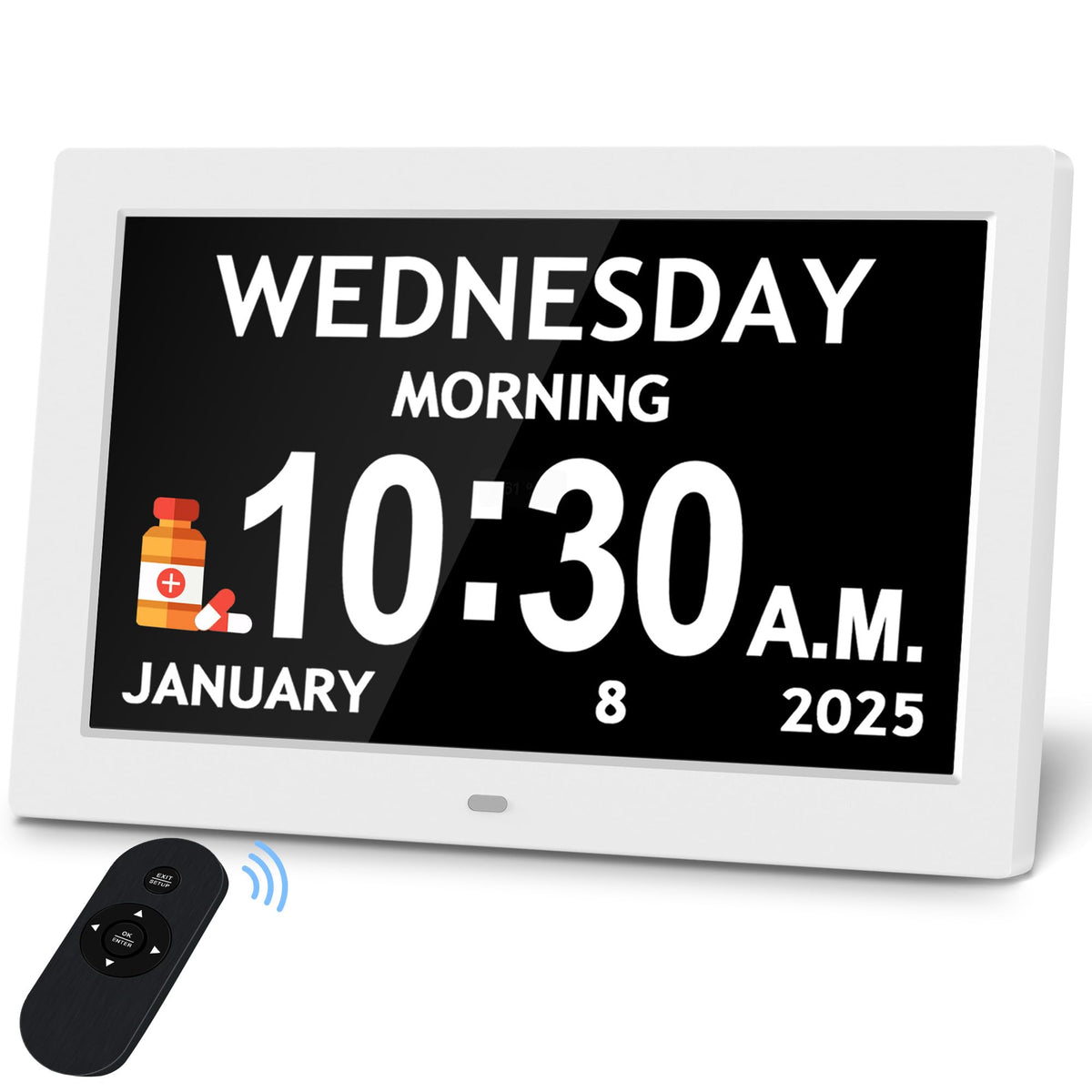 Pastigio 10-1 inch clock display front view with easy-to-read oversized digits