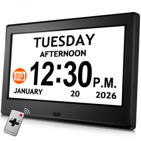 Pastigio 7-Inch Digital Clock display front provides a clear time view for seniors
