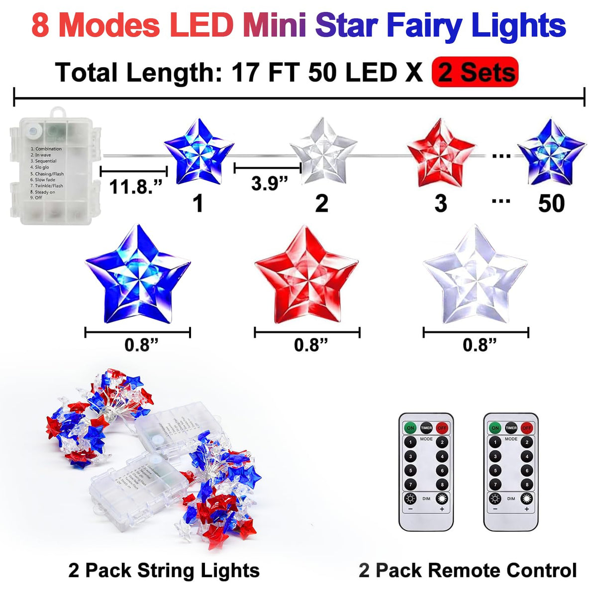 PASUTO battery-powered star lights provide wireless setup for flexible indoor or outdoor decor.