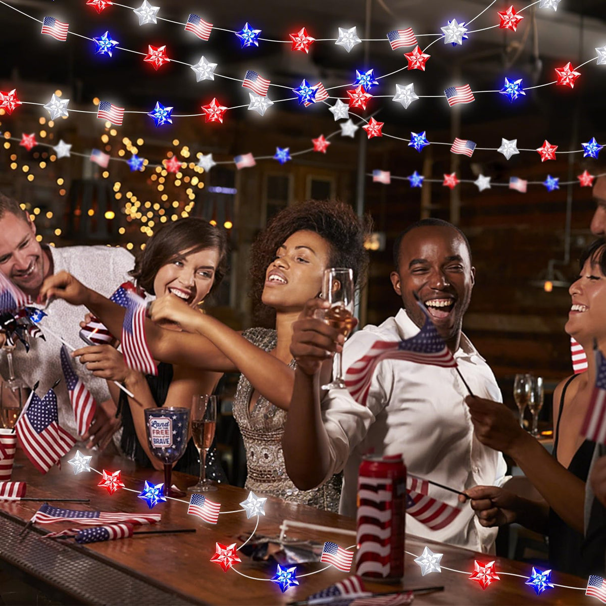 PASUTO red white blue lights create bold patriotic ambiance