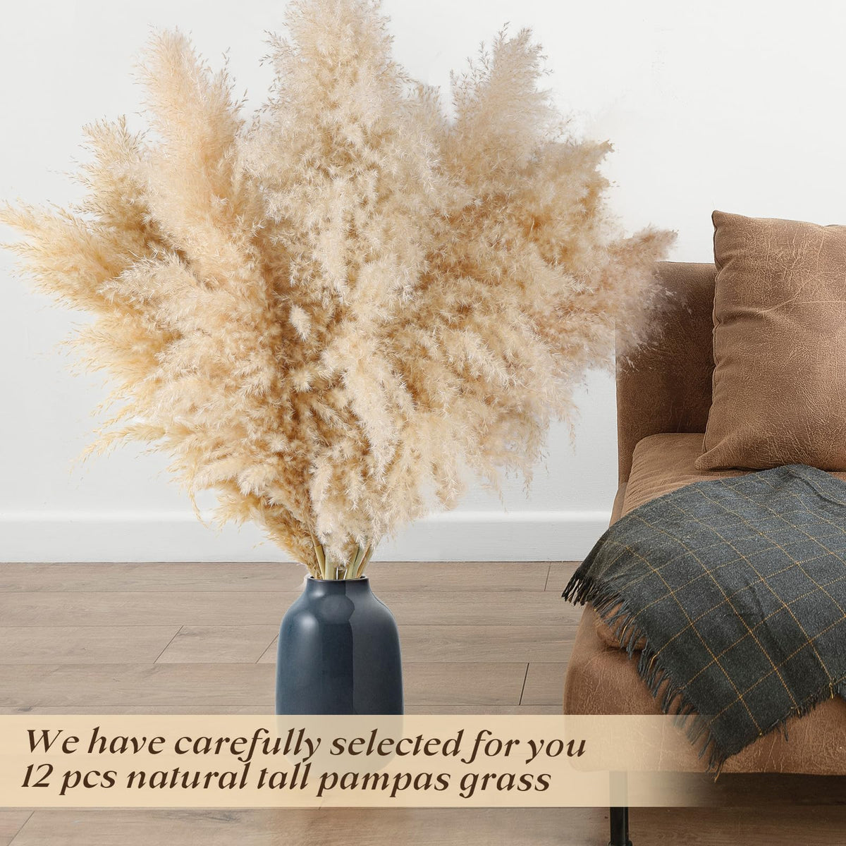 Pasuvsigt tall pampas grass suits shelves mantels and tables