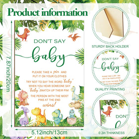 Patelai dinosaur baby shower cards with colorful designs for fun games.