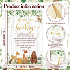 Patelai baby shower cards featuring forest animals for guest activities