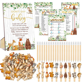 Patelai woodland animals Don't Say Baby sign for neutral baby shower decor