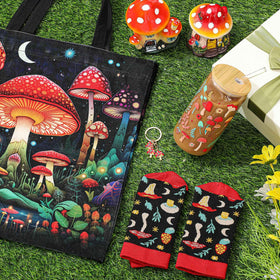 Paterr mushroom giftset cotton socks with soft, comfortable fit.