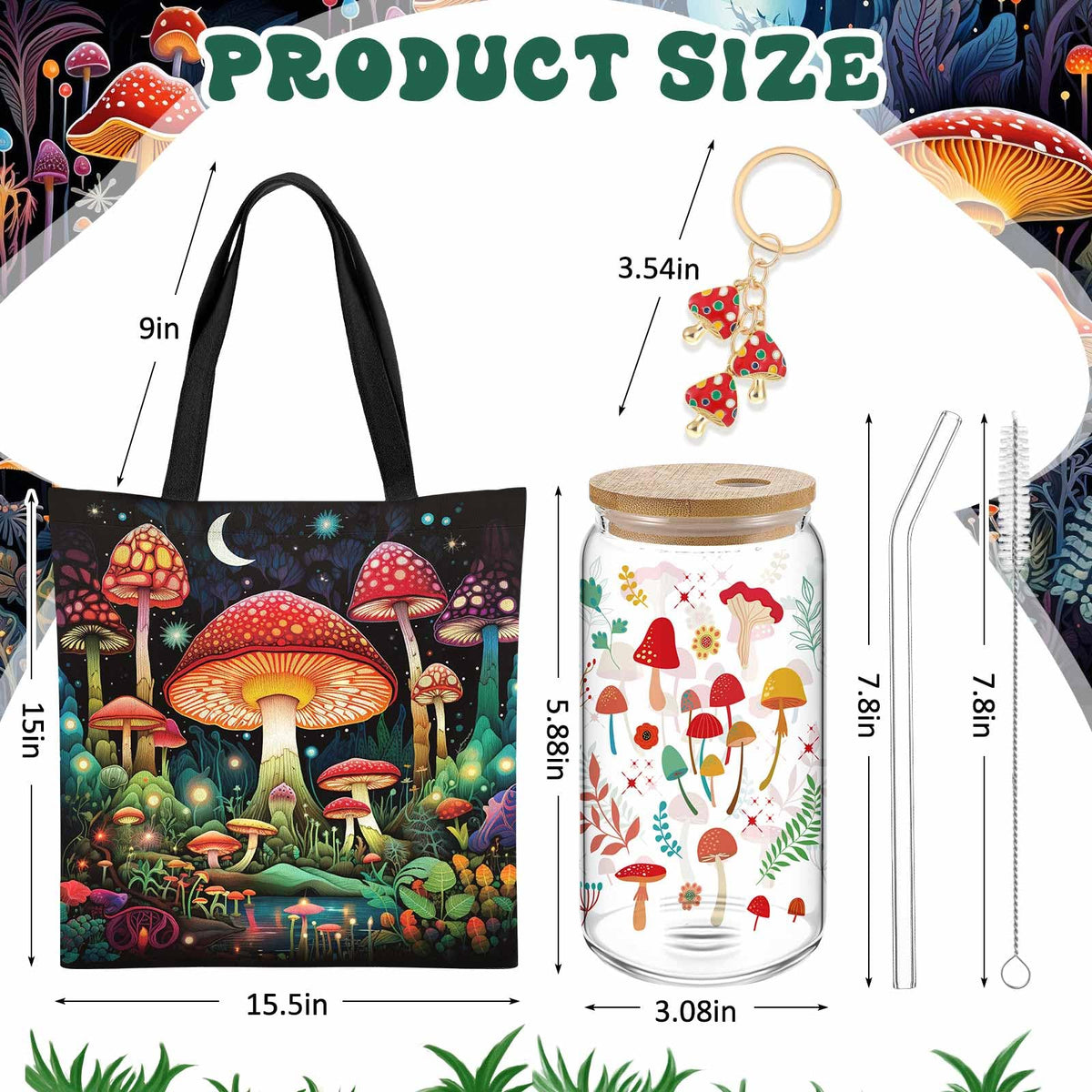 Paterr mushroom giftset glass coffee cup with 16 oz capacity for cozy mornings.