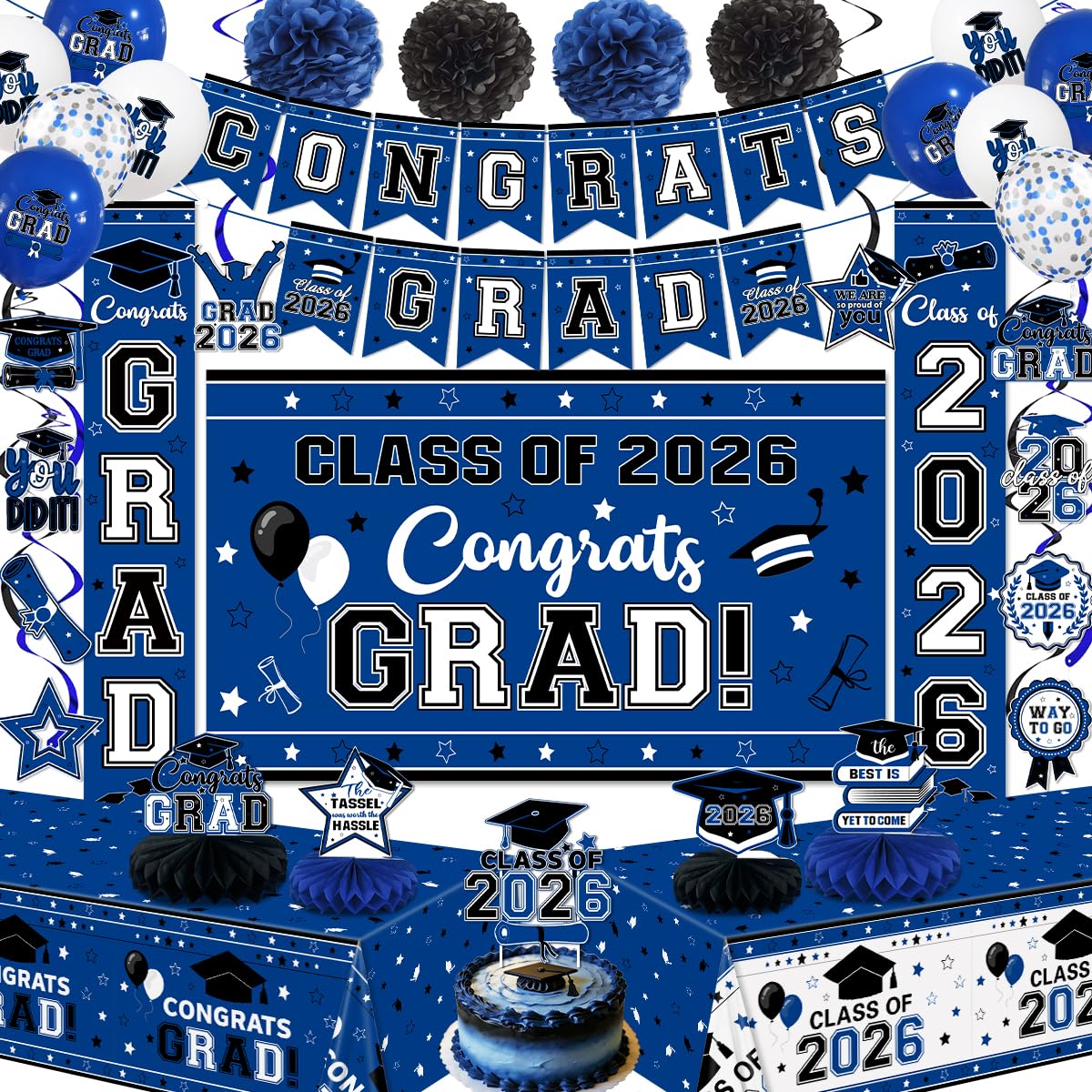 Patiai Graduation 2026 backdrop boosts photo ops with royal blue and black accents