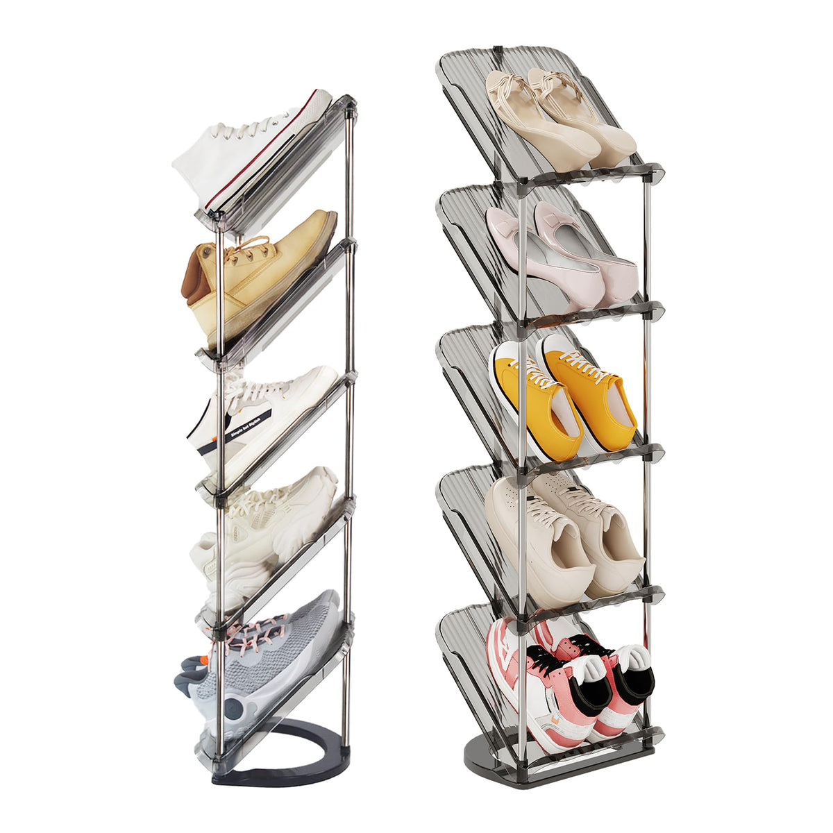 Patinao 2-Pack sloping rack front view saves floor space with compact shoe storage.