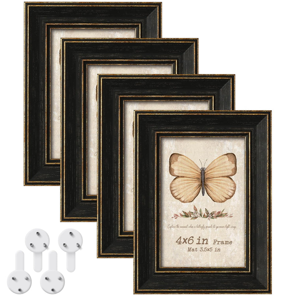 Patouque black 4x6 frame wall display showcases memories with rustic farmhouse charm.