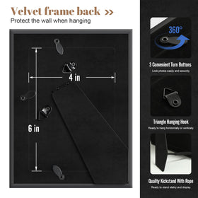 Patouque easy mounting swivel tabs enable quick photo loading and wall setup.
