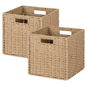 Patvingot woven basket with 11x11 foldable design for cube storage