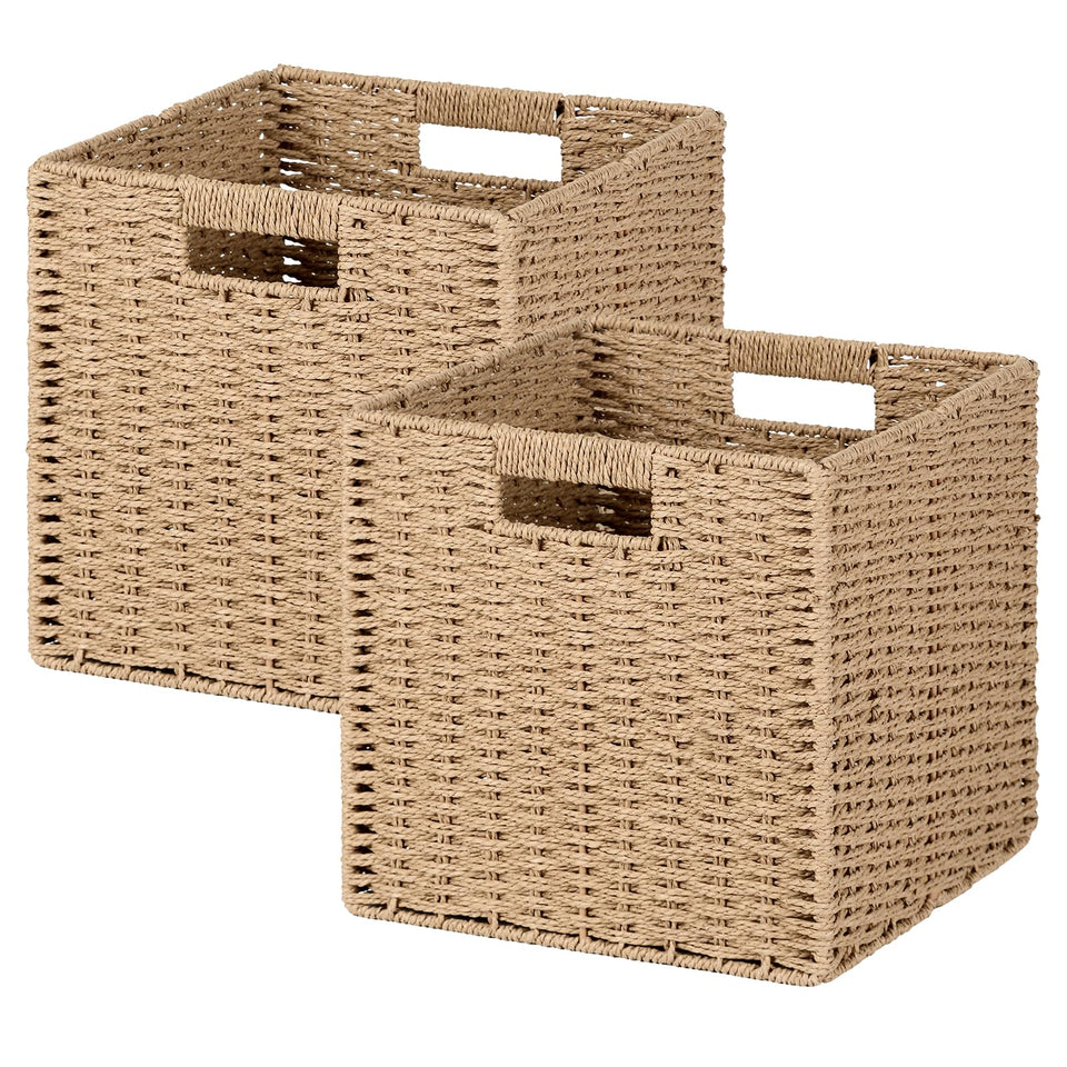 Patvingot woven basket with 11x11 foldable design for cube storage