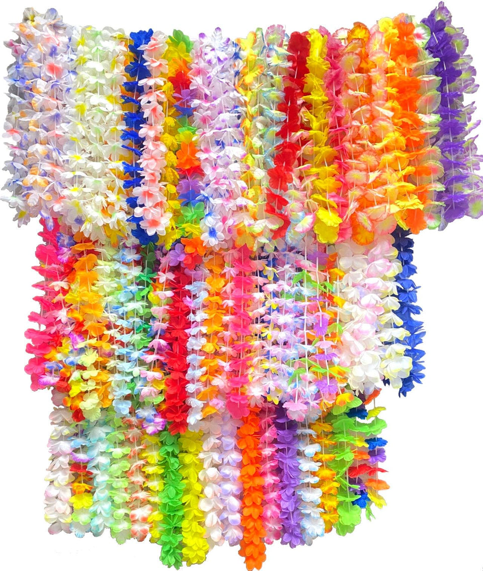 Patyflow Hawaiian leis, 200pcs colorful collection for festive luau decor.