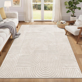 Pauwer 5x7 washable rug in living room setting for cozy comfort