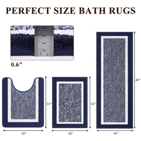Pauwer 18x26 navy bath mat provides soft cushioning underfoot