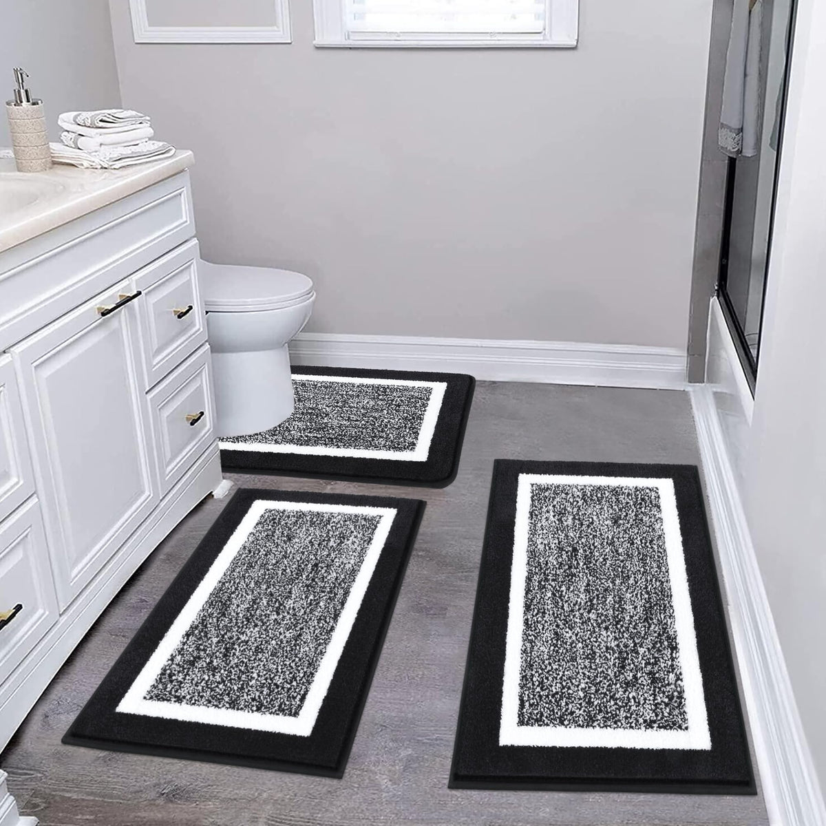 Pauwer 3-piece plush bathroom rug set for warm comfort.